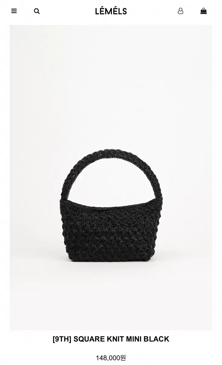 lemels square knit mini black bag